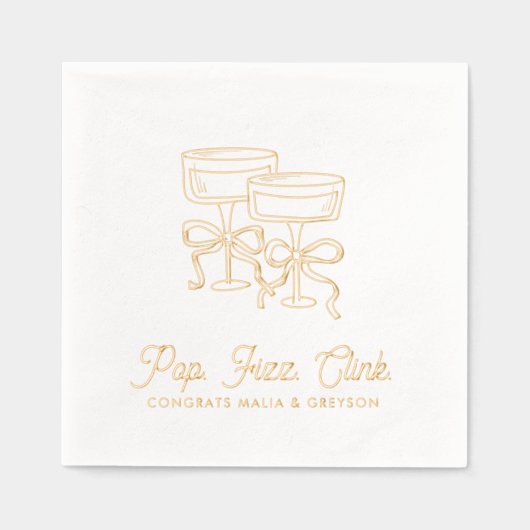 Pop Fizz Clink Gepersonaliseerde Verloving servett Folie Servetten (Voorkant)