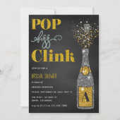 Pop fizz clink glitter chalkboard Vrijgezellenfees Kaart (Voorkant)