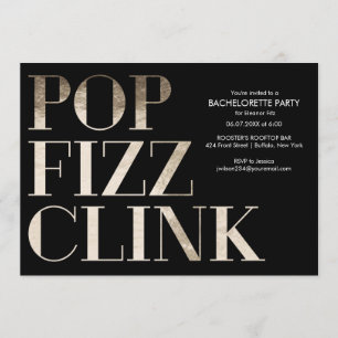 Pop Fizz Clink Gold Bachelorette Kaart