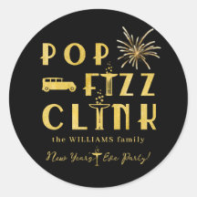 Pop Fizz Clink Gold Typograpy Modern New Years Eve