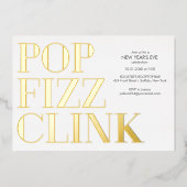 Pop Fizz Clink Gold Uitnodiging Folie nieuwjaar (Voorkant)