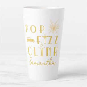Pop Fizz Clink Goud Typografie Modern Oud en Nieuw Latte Mok