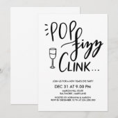 Pop Fizz Clink Handgeschreven nieuwjaarspartij Kaart (Voorkant / Achterkant)