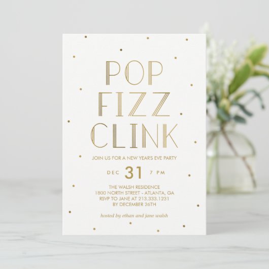 Pop Fizz Clink Holiday Partij Nieuwe jaren Eve Par Kaart (Staand voorkant)