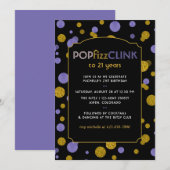 Pop Fizz Clink Milestone of Any Age Adult Birthday Kaart (Voorkant / Achterkant)