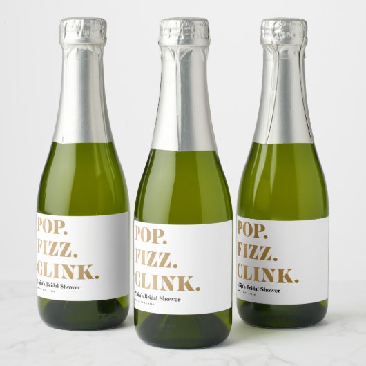 Pop Fizz Clink Mini Mousserende Wijnflesetiketten Sparkling Wijnetiket (Flessen)