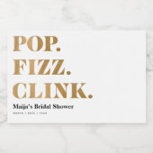 Pop Fizz Clink Mini Mousserende Wijnflesetiketten Sparkling Wijnetiket (Enkel label)
