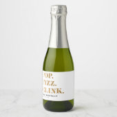 Pop Fizz Clink Mini Mousserende Wijnflesetiketten Sparkling Wijnetiket (Voorkant)