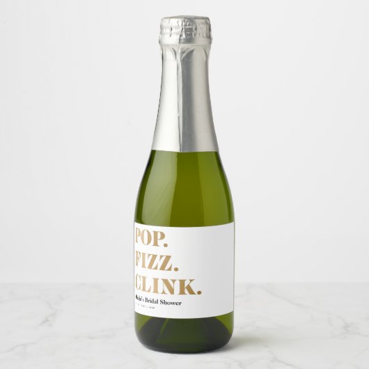 Pop Fizz Clink Mini Mousserende Wijnflesetiketten Sparkling Wijnetiket (Voorkant)