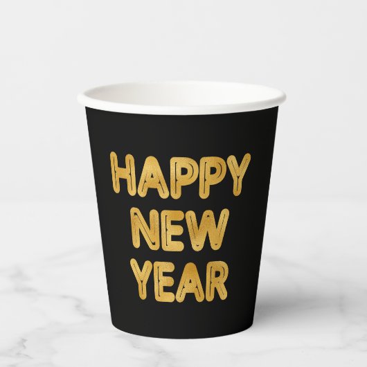 Pop Fizz Clink Moderne typografie Gelukkig Nieuwja Papieren Bekers (Voorkant)