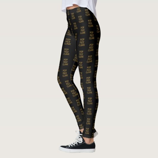 Pop Fizz Clink Moderne Typografie Nieuwjaar Leggings (Links)