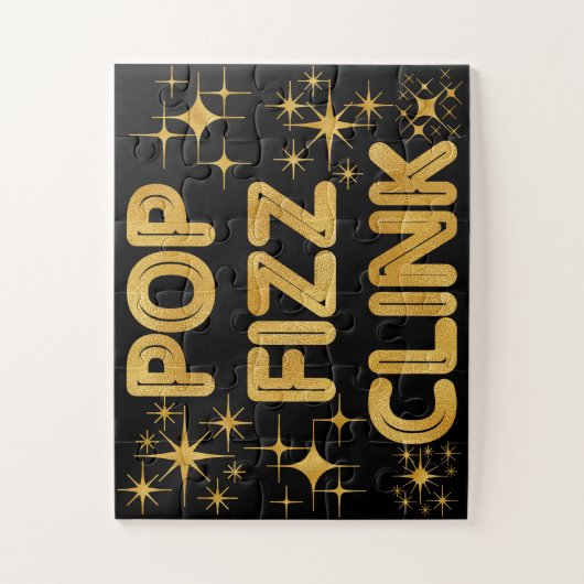 Pop Fizz Clink Moderne Typografie Oudejaarsavond Legpuzzel (Verticaal)