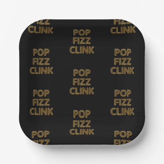 Pop Fizz Clink Moderne Typografie Oudejaarsavond Papieren Bordje (Voorkant)
