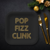 Pop Fizz Clink Moderne Typografie Oudejaarsavond Papieren Bordje