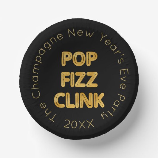 Pop Fizz Clink Moderne Typografie Oudejaarsavond Papieren Kommen (Voorkant)