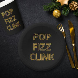 Pop Fizz Clink Moderne Typografie Oudejaarsavond Papieren Kommen
