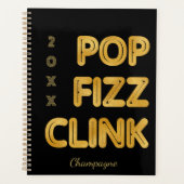 Pop Fizz Clink Moderne Typografie Oudejaarsavond Planner (Voorkant)