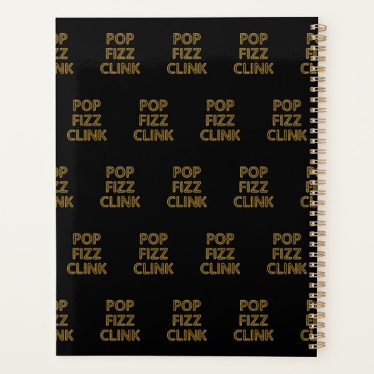 Pop Fizz Clink Moderne Typografie Oudejaarsavond Planner (Achterkant)