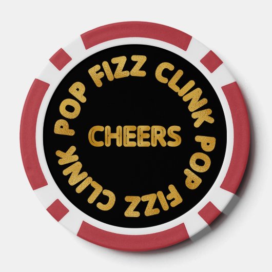 Pop Fizz Clink Moderne Typografie Oudejaarsavond Poker Chips (Achterkant)