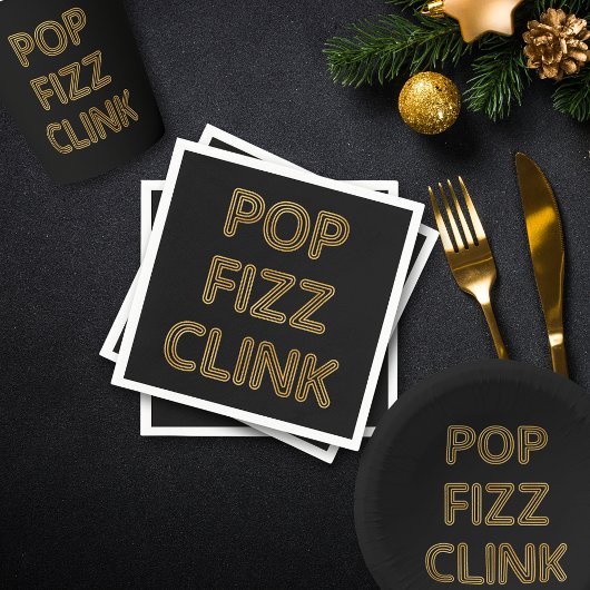 Pop Fizz Clink Moderne Typografie Oudejaarsavond Servet