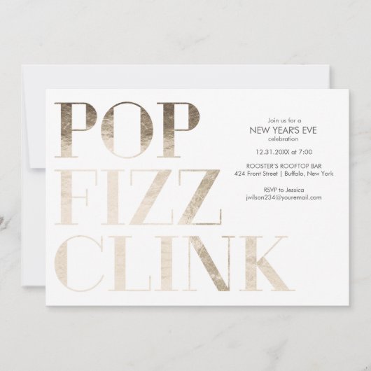 Pop Fizz Clink Nepjaar Goud Folie Kaart (Voorkant)