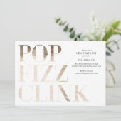 Pop Fizz Clink Nepjaar Goud Folie Kaart (Staand voorkant)