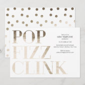Pop Fizz Clink Nepjaar Goud Folie Kaart (Voorkant / Achterkant)