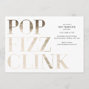 Pop Fizz Clink Nepjaar Goud Folie Kaart