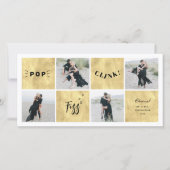 Pop Fizz Clink New Year Blokken 4 Foto Collage Feestdagenkaart (Voorkant)