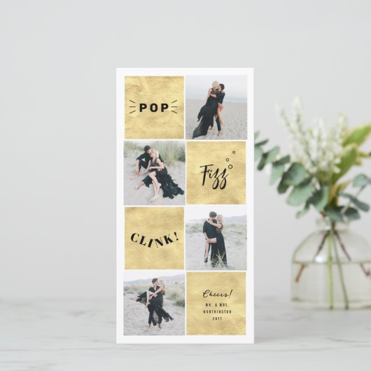 Pop Fizz Clink New Year Blokken 4 Foto Collage Feestdagenkaart