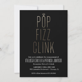 Pop Fizz Clink New Year Engagement Party Faux Foli Kaart