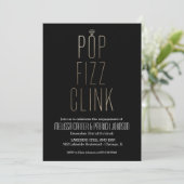 Pop Fizz Clink New Year Engagement Party Faux Foli Kaart (Staand voorkant)
