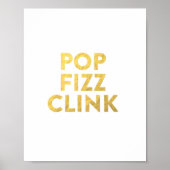 POP FIZZ CLINK New Years Eve Party Bar Cart Sign Poster (Voorkant)