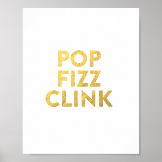 POP FIZZ CLINK New Years Eve Party Bar Cart Sign Poster (Voorkant)