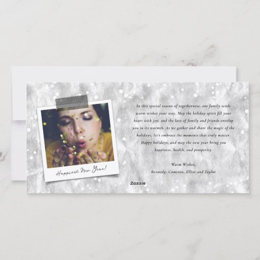 Pop Fizz Clink Nieuwjaarsblokken 4 Foto Collage Feestdagenkaart (Achterkant)