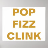 POP FIZZ CLINK Party Bar Cart Sign Poster (Voorkant)