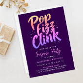 Pop Fizz Clink Purple And Pink Calligraphy Script Kaart