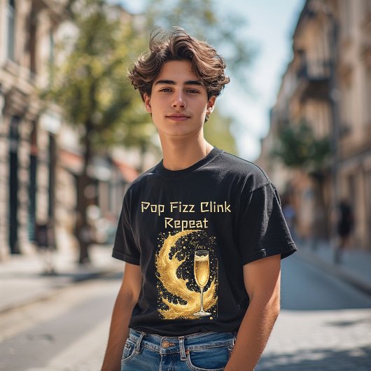 Pop Fizz Clink Repeat New Year Champagne Sparkles Tri-Blend Shirt