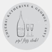 Pop Fizz Clink Stijl Zilver Champagne Chic Foto Ronde Sticker (Voorkant)