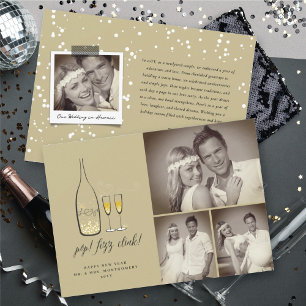 Pop Fizz Clink Stijlvolle Gouden Champagne Chic 3  Feestdagenkaart
