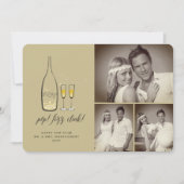 Pop Fizz Clink Stijlvolle Gouden Champagne Chic 3 Feestdagenkaart (Voorkant)
