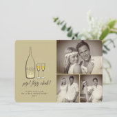 Pop Fizz Clink Stijlvolle Gouden Champagne Chic 3 Feestdagenkaart (Staand voorkant)