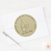 Pop Fizz Clink Stylish Gold Champagne Bubble Chic Ronde Sticker (Envelop)