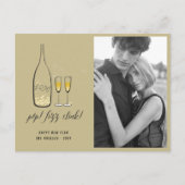 Pop Fizz Clink Stylish Gold Champagne Chic Foto Feestdagenkaart (Voorkant)