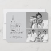 Pop Fizz Clink Stylish Silver Champagne Chic Foto Feestdagenkaart (Voorkant)