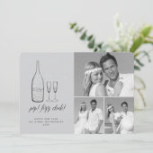 Pop Fizz Clink Stylish Silver Champagne Chic Foto Feestdagenkaart (Staand voorkant)