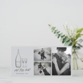 Pop Fizz Clink Stylish Silver Champagne Chic Foto Feestdagenkaart