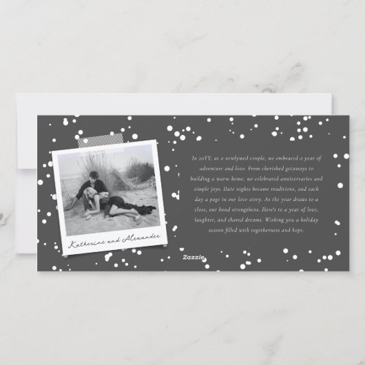 Pop Fizz Clink Stylish Silver Champagne Chic Foto Feestdagenkaart (Achterkant)