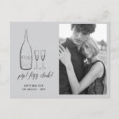 Pop Fizz Clink Stylish Silver Champagne Chic Foto Feestdagenkaart (Voorkant)