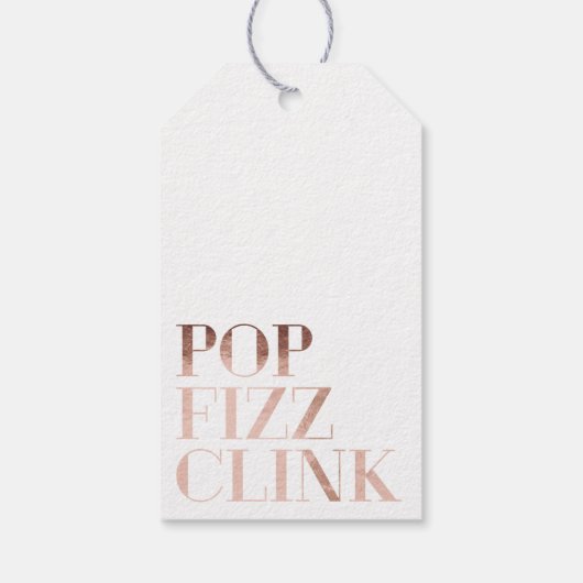 Pop Fizz Clink Trendy Faux Roos Gold Foil Holiday Cadeaulabel (Achterkant)